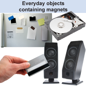 Different everyday objects with magnets